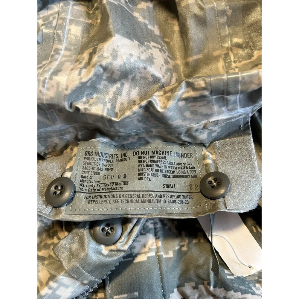 ORC Industries Parka Improved Rainsuit Jacket Men's Small Green‎ Camouflage
